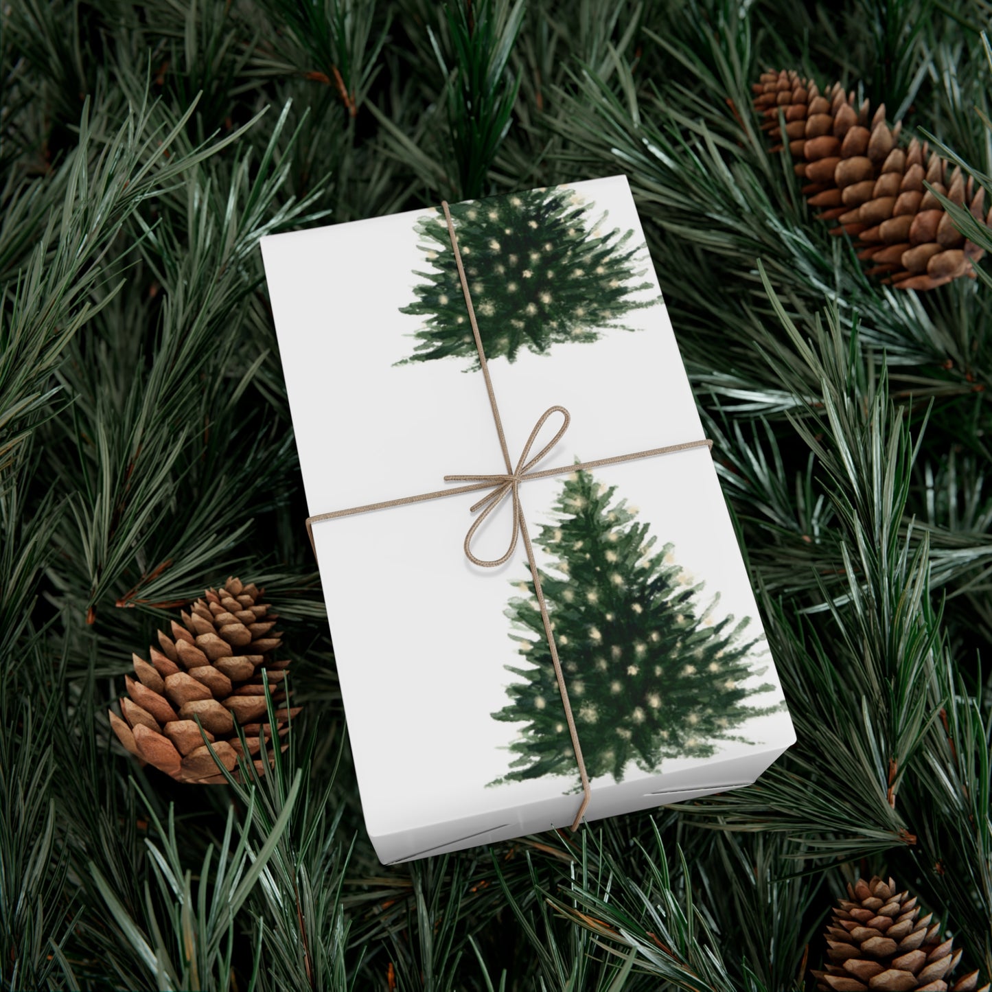 Watercolor Christmas Tree Gift Wrapping Paper