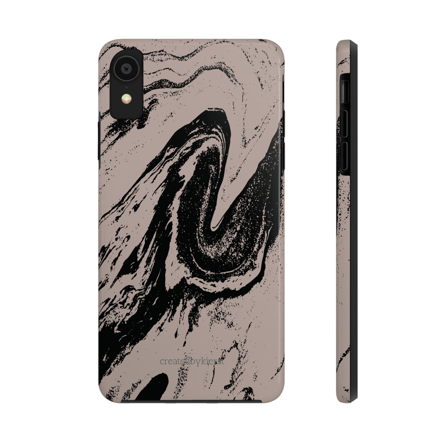 Taupe and Black Marble iPhone Case