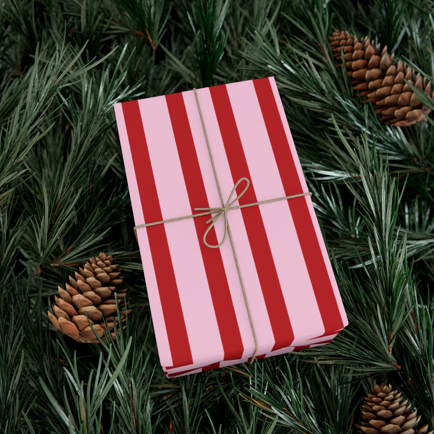 Pink and Red Offset Vertical Striped Wrapping paper