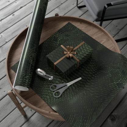 Deep Rich Green Snake Print Gift Wrapping Paper