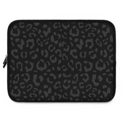 Grey on Black Leopard Laptop Sleeve