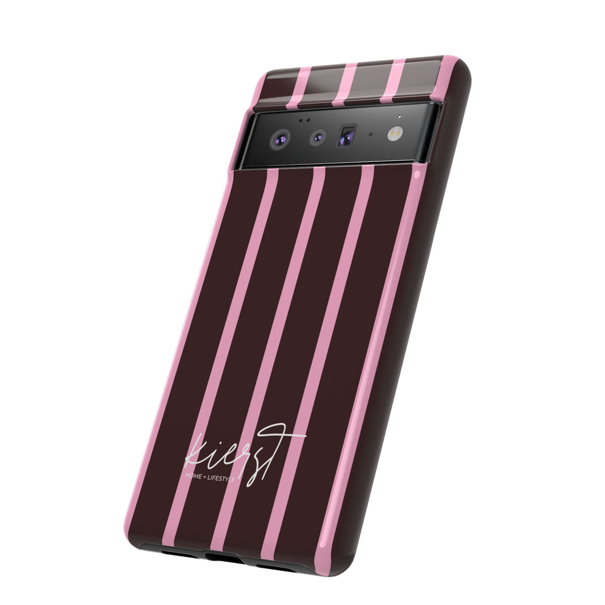 Signature Velvet Noir + Pink Stripes Google Pixel Phone Case