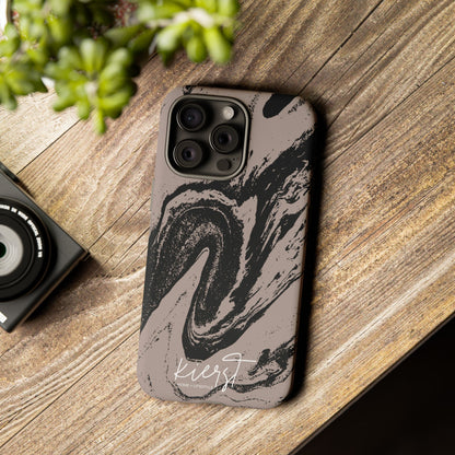 Taupe and Black Marble iPhone Case