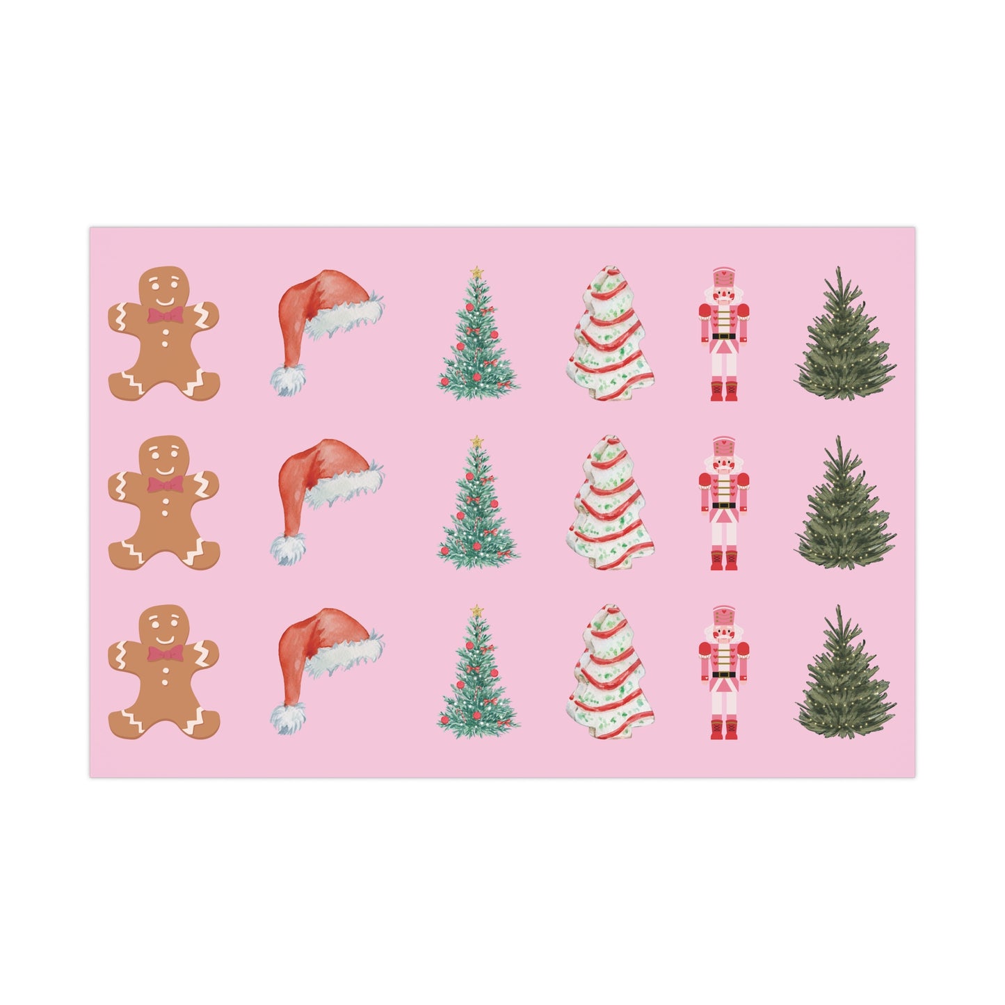 Colorful Christmas on Pink Gift Wrapping Paper