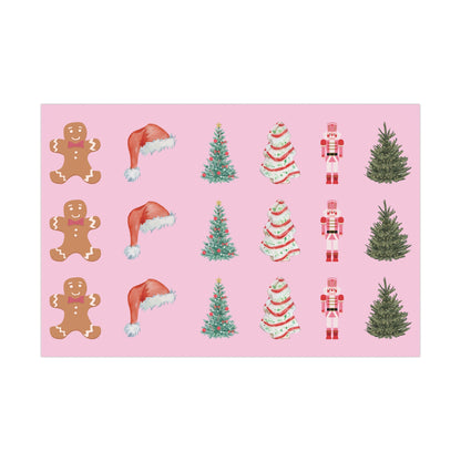 Colorful Christmas on Pink Gift Wrapping Paper