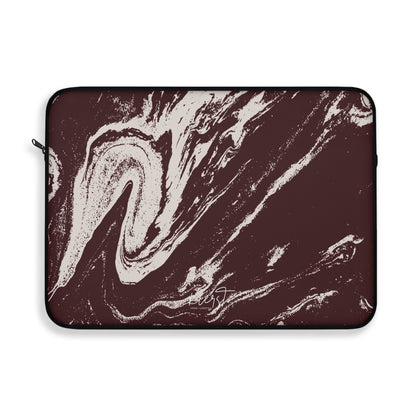 Cream Marble on Signature Velvet Noir Laptop Sleeve