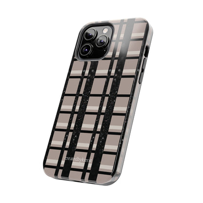 Tan, Black, and Black Glitter Plaid iPhone Case