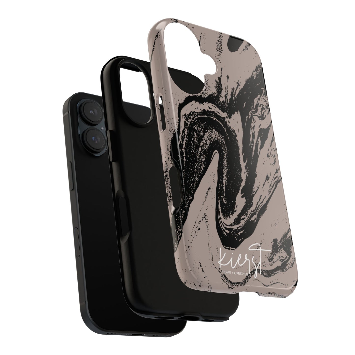 Taupe and Black Marble iPhone Case