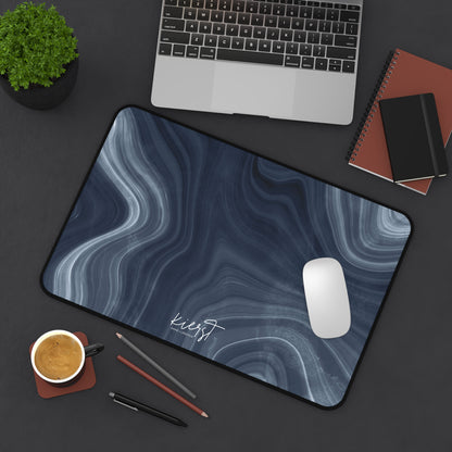 Navy Marble Print Desk Mat