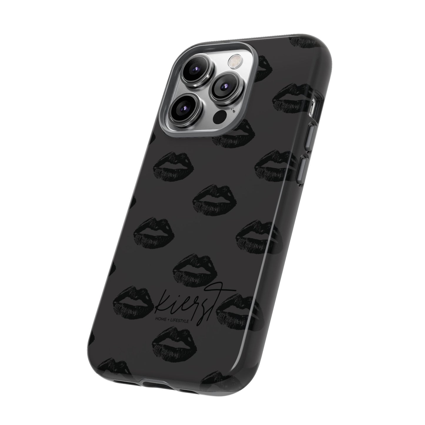 Black Lips on Charcoal iPhone Case