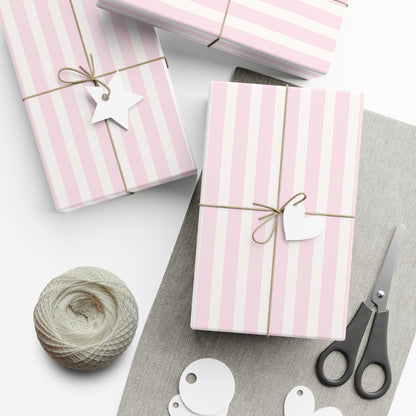 kierst Signature Pink and Cream Striped Wrapping Paper