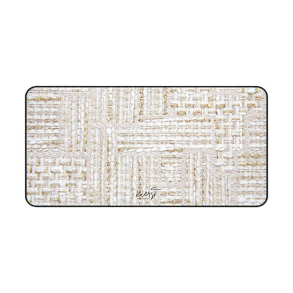 Cream + Gold Tweed Print Desk Mat