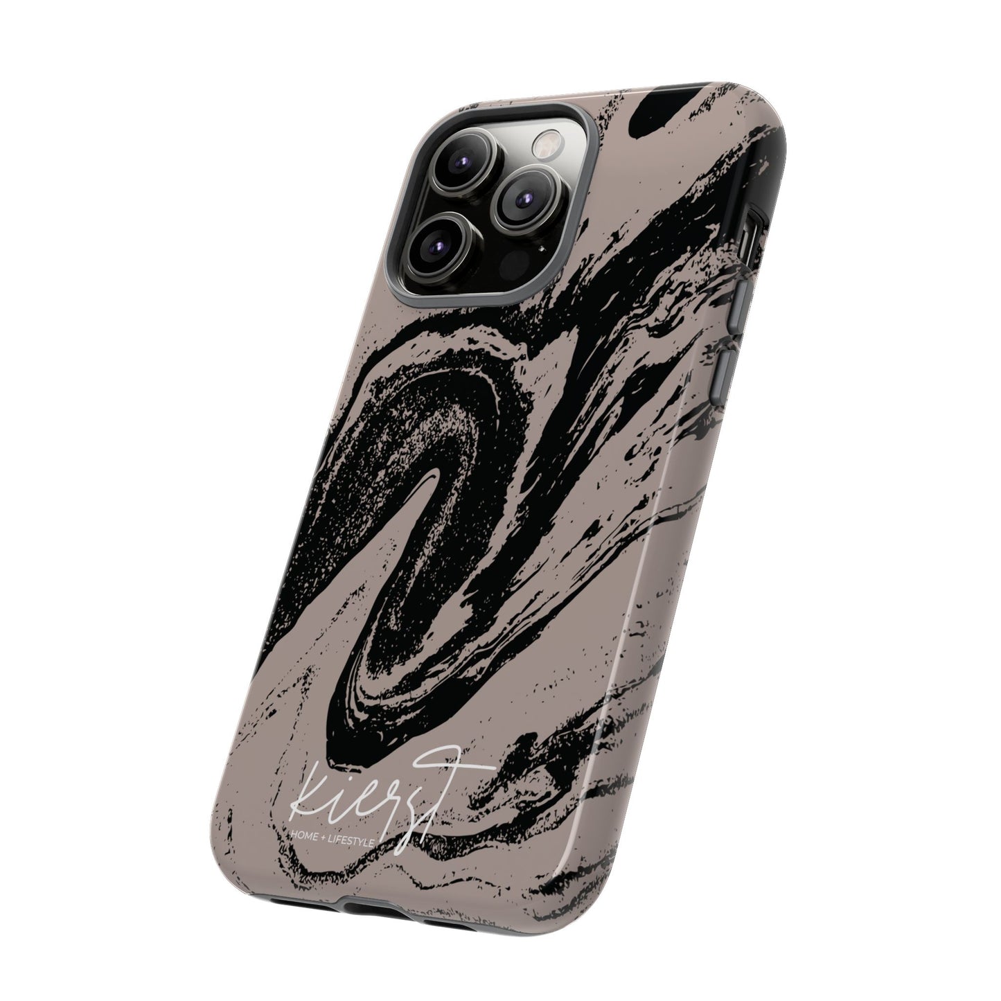 Taupe and Black Marble iPhone Case