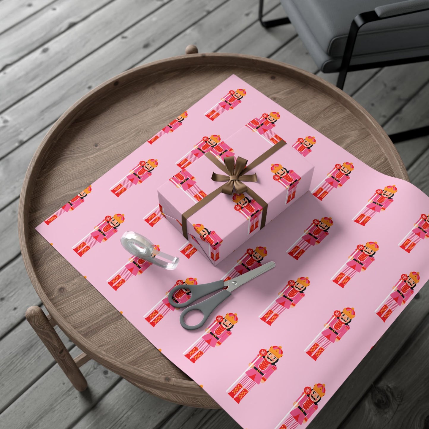 Fair Nutcracker on Pink Wrapping paper
