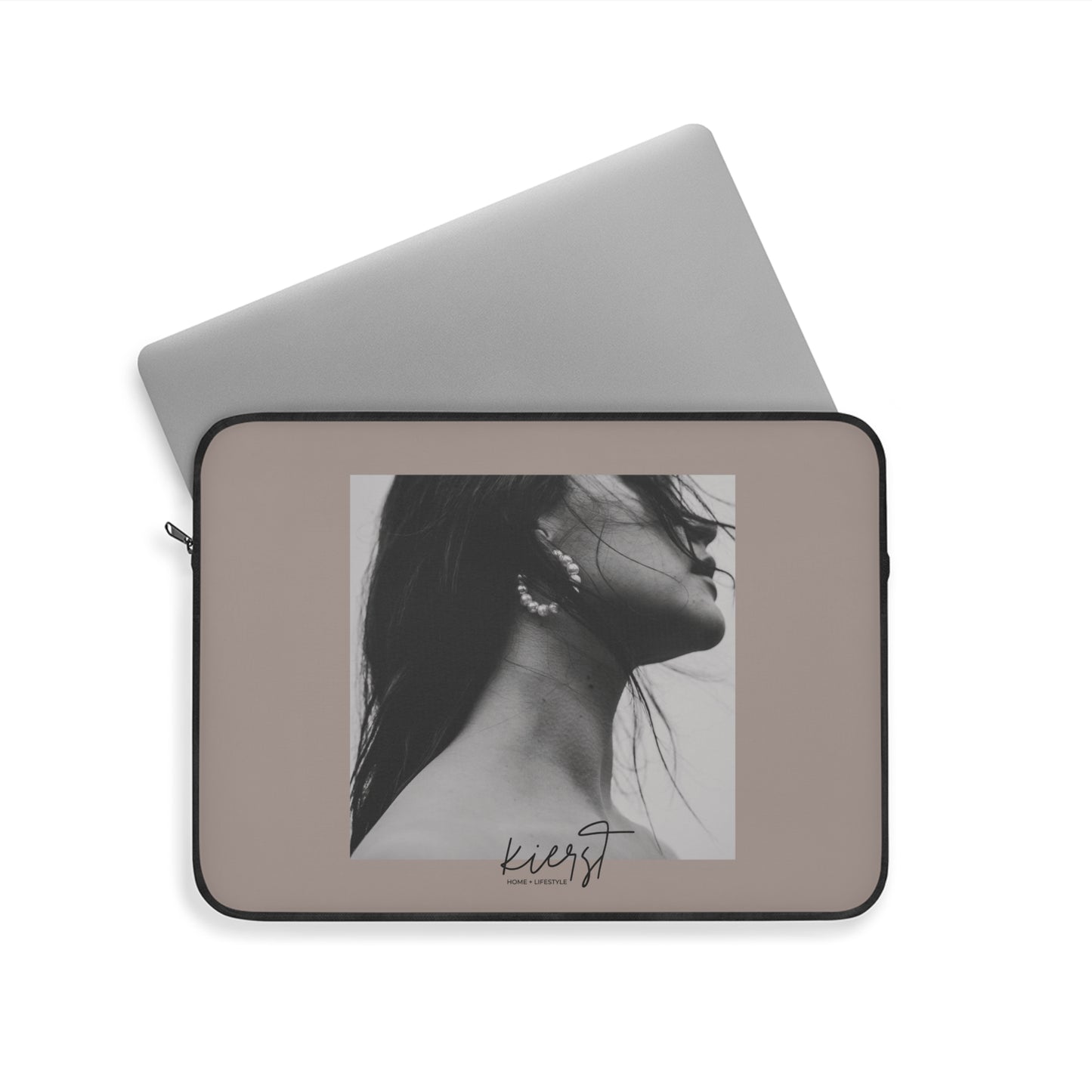 Black & White Fashion Portrait Laptop Sleeve | Editorial-Inspired Office Style