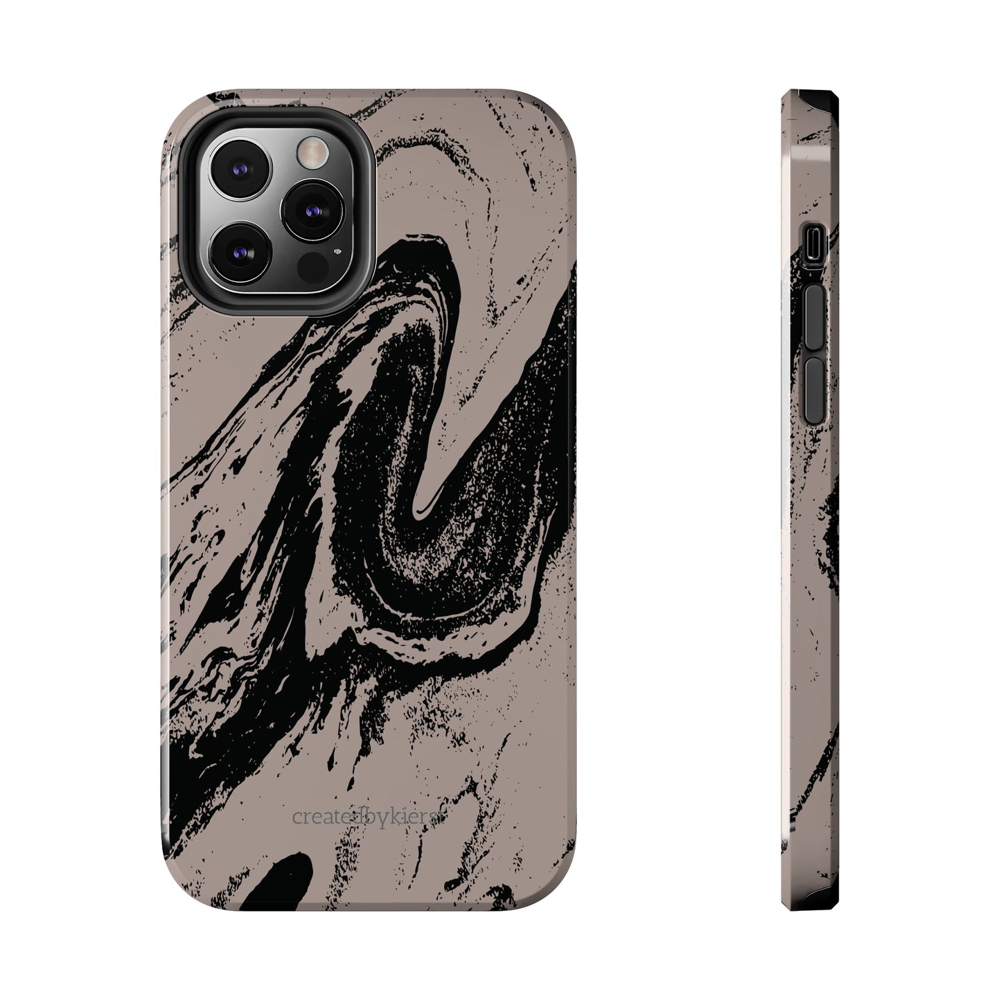 Taupe and Black Marble iPhone Case