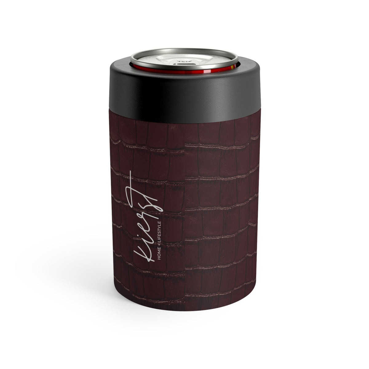 Signature Velvet Noir Crocodile Print Can Holder