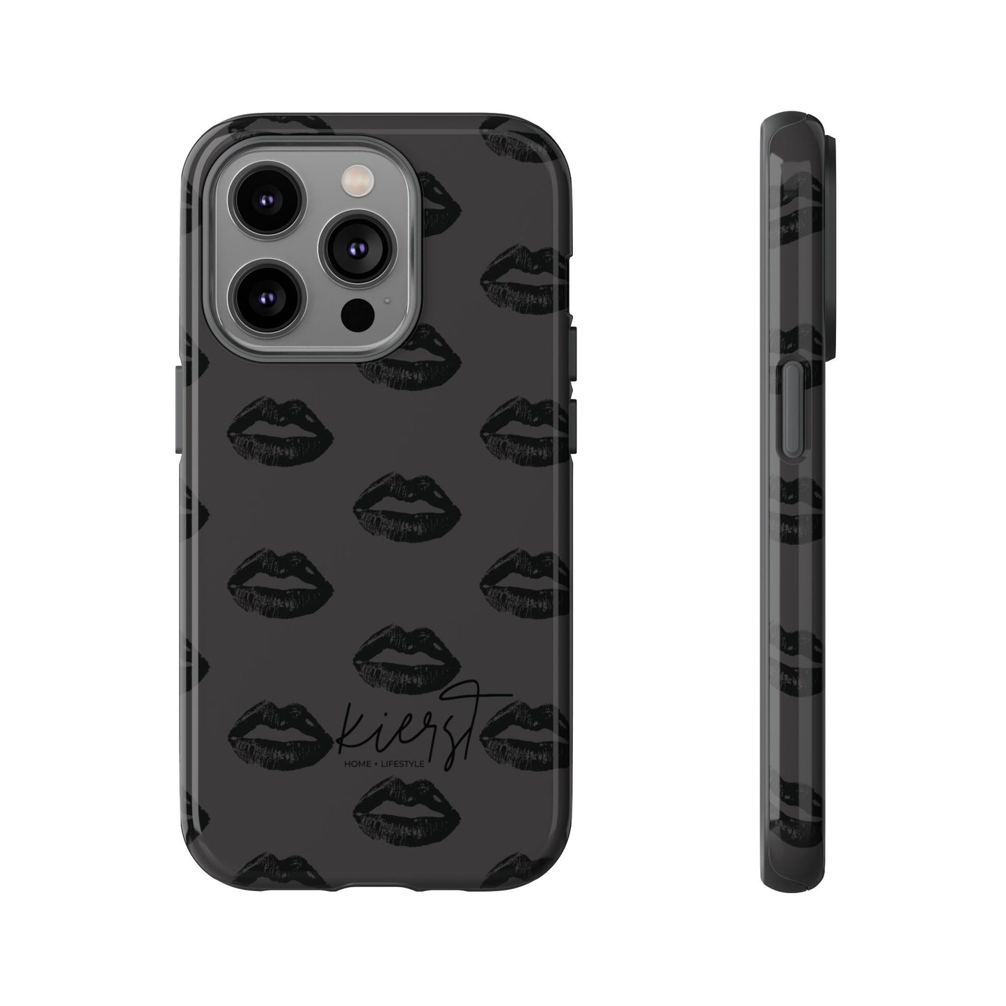 Black Lips on Charcoal iPhone Case