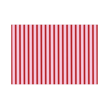 Pink and Red Offset Vertical Striped Wrapping paper
