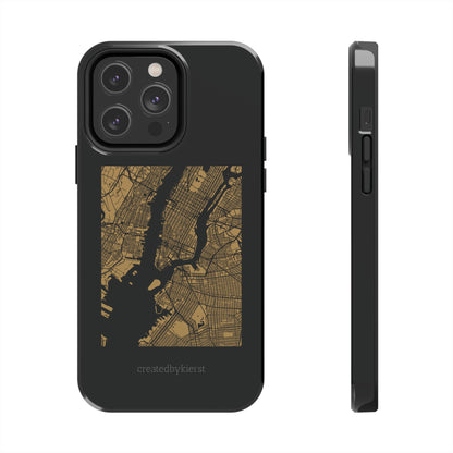 Black and Gold NYC Map iPhone Case