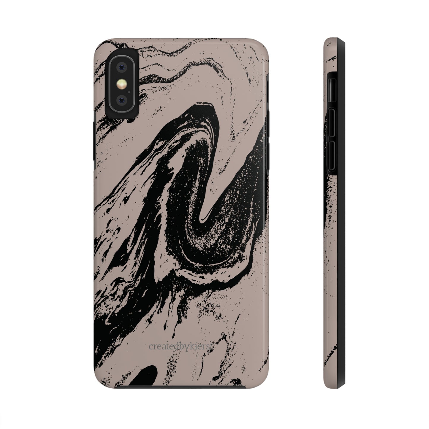 Taupe and Black Marble iPhone Case