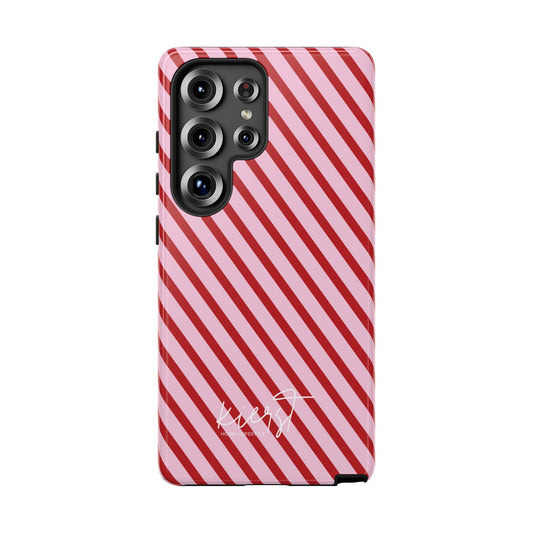 Holiday 25 Pink and Red Diagonal Striped Samsung Galaxy Phone Case