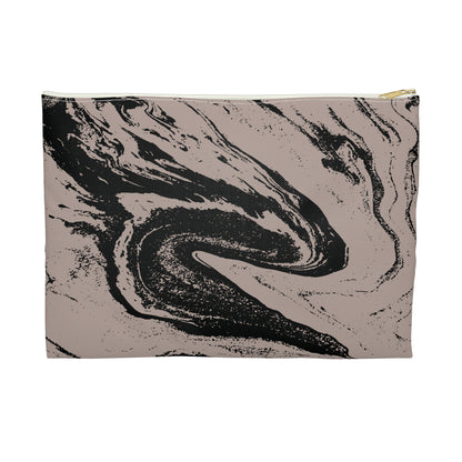 Taupe and Black Marble Accessory Pouch