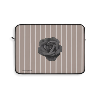 Black Rose with Cream Stripes Laptop Sleeve