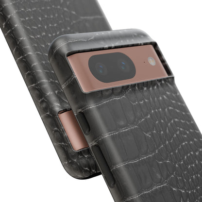 Black Crocodile Print Google Pixel Phone Case