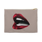 Vintage Newspaper Red Lips Accessory Pouch