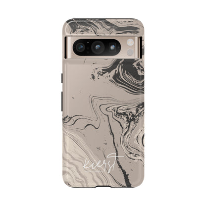 Cream, Grey, and Taupe Marble Google Pixel Case | Grounded Neutrals, Expressive Detail