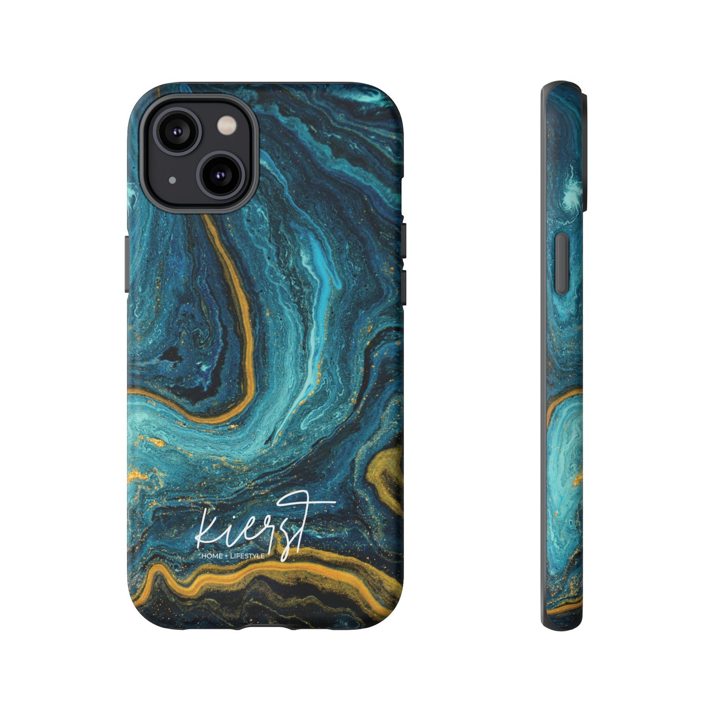 Teal & Gold Marble iPhone Case