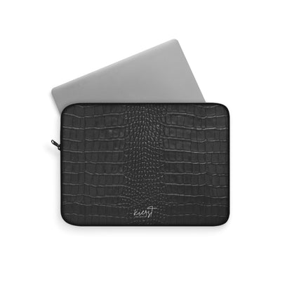 Black Crocodile Print Laptop Sleeve