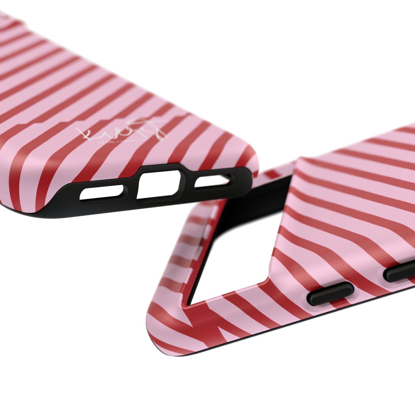 Holiday 25 Pink and Red Diagonal Striped Google Pixel Phone Case