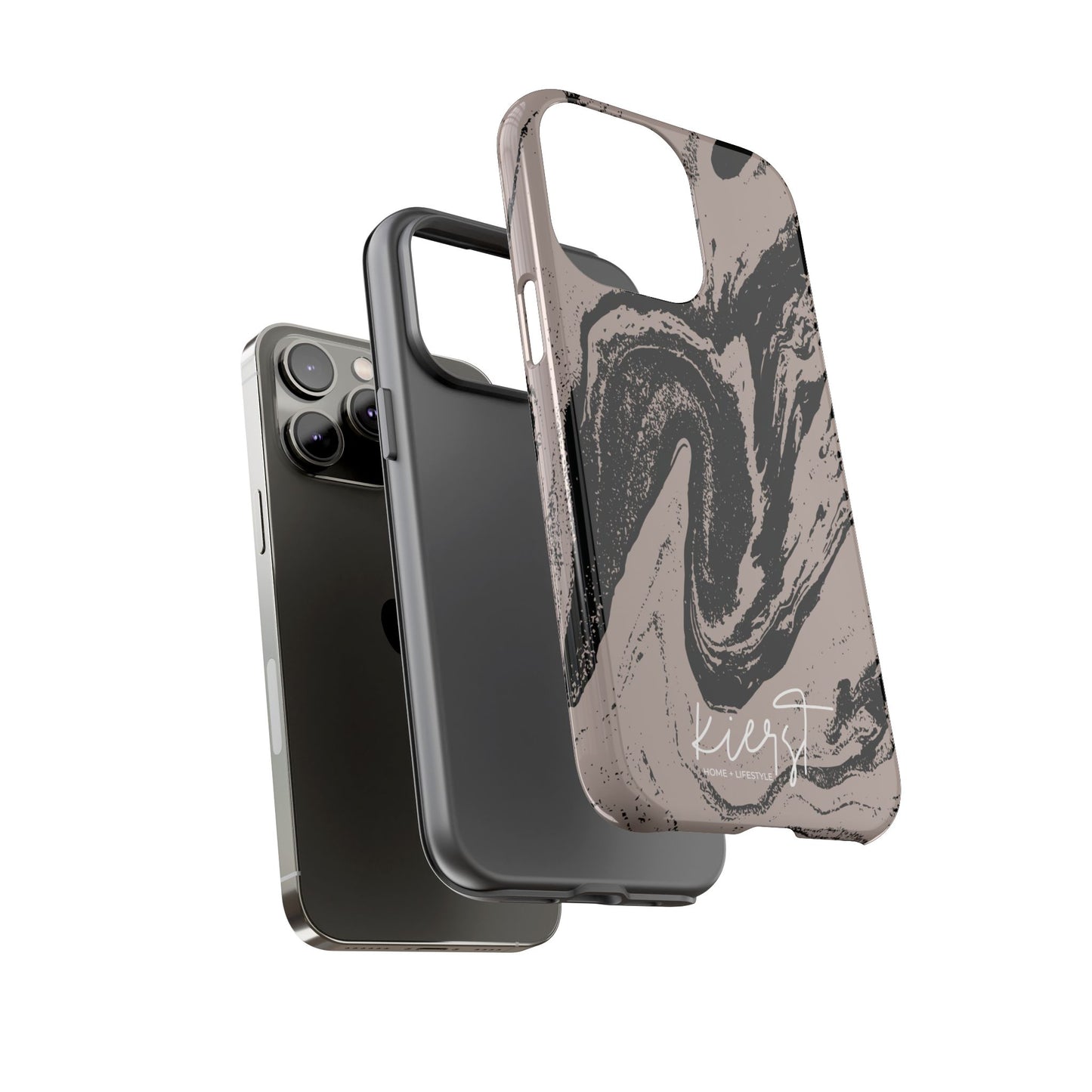 Taupe and Black Marble iPhone Case