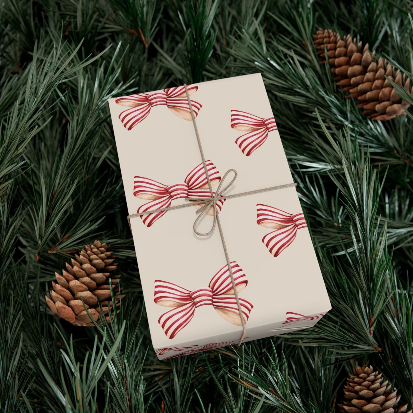 Red and Cream Bow Gift Wrapping Paper