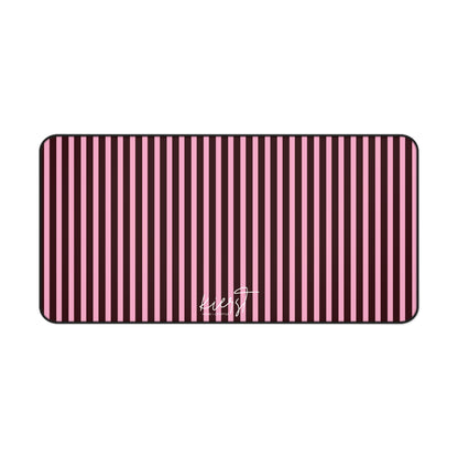 Signature Velvet Noir + Pink Stripes Desk Mat