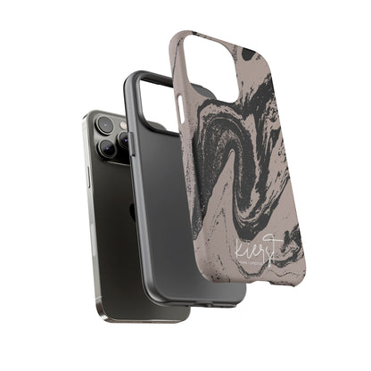 Taupe and Black Marble iPhone Case