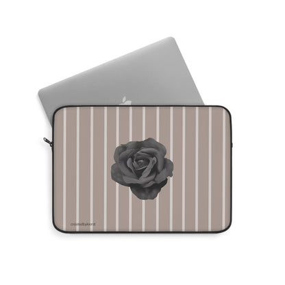 Black Rose with Cream Stripes Laptop Sleeve