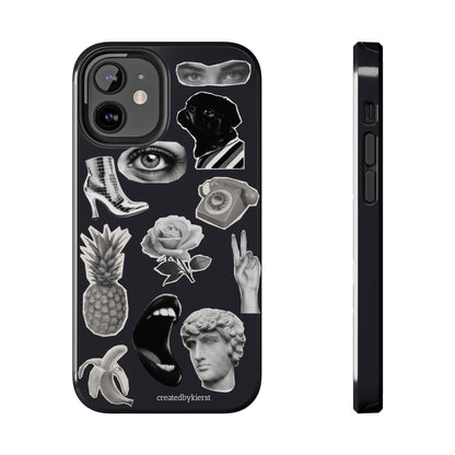 Black & White Vintage Sticker Design iPhone Case