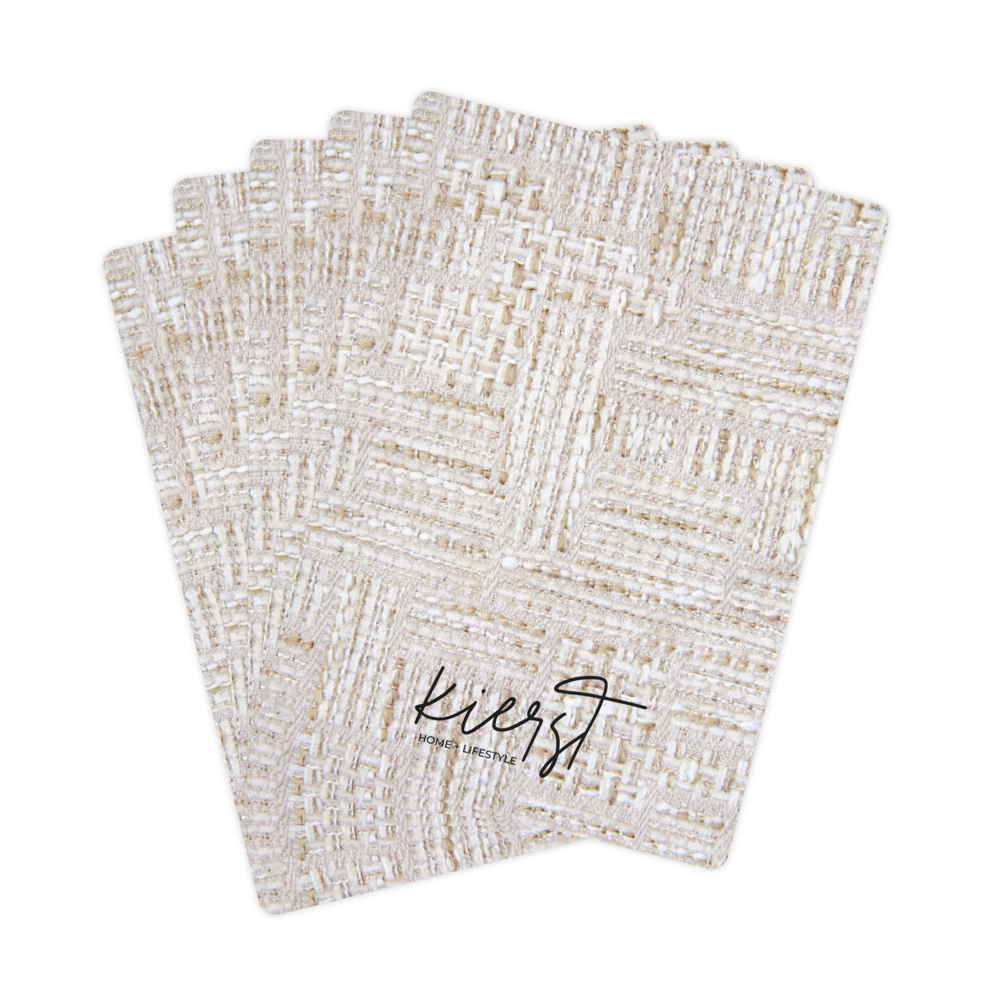 Cream + Gold Tweed Print Poker Playing Cards