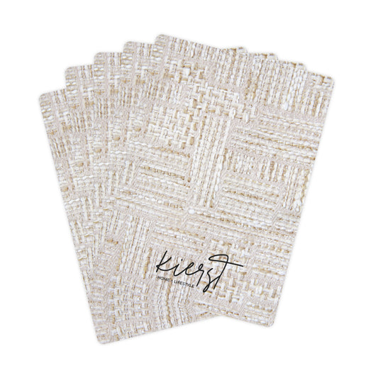 Cream + Gold Tweed Print Poker Playing Cards