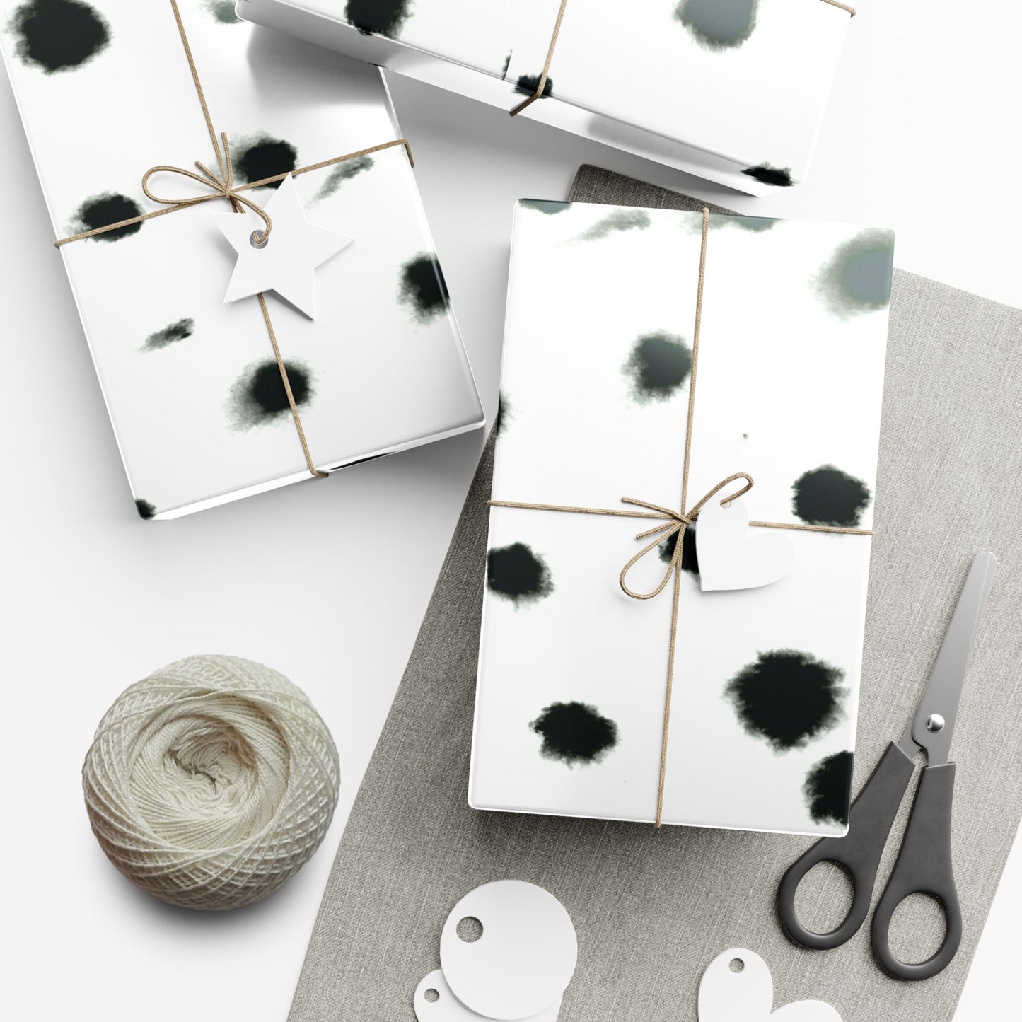 Smudged Black Spots on White Gift Wrapping Paper