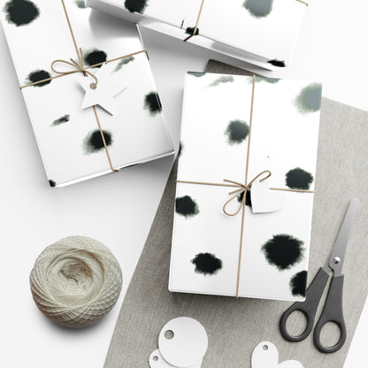 Smudged Black Spots on White Gift Wrapping Paper