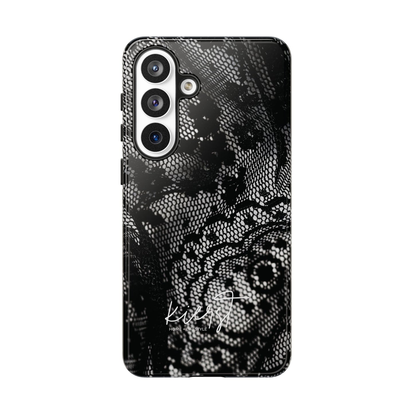 Black + White Lace Print Samsung Galaxy Phone Case
