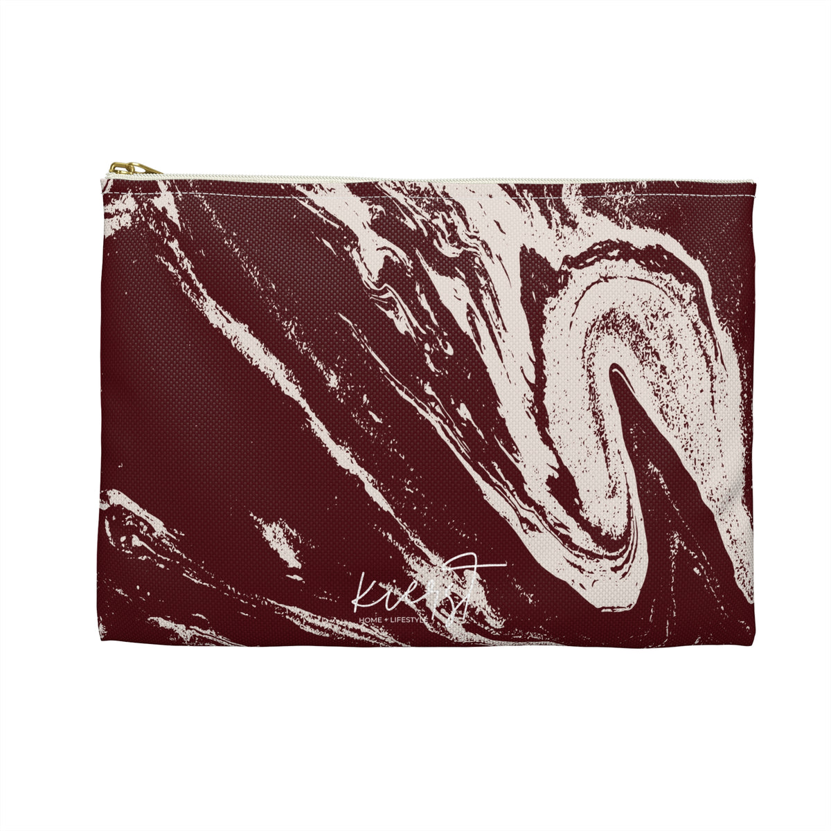 Cream Marble on Signature Velvet Noir Accessory Pouch