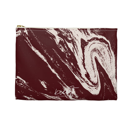 Cream Marble on Signature Velvet Noir Accessory Pouch