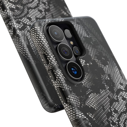 Black + White Lace Print Samsung Galaxy Phone Case