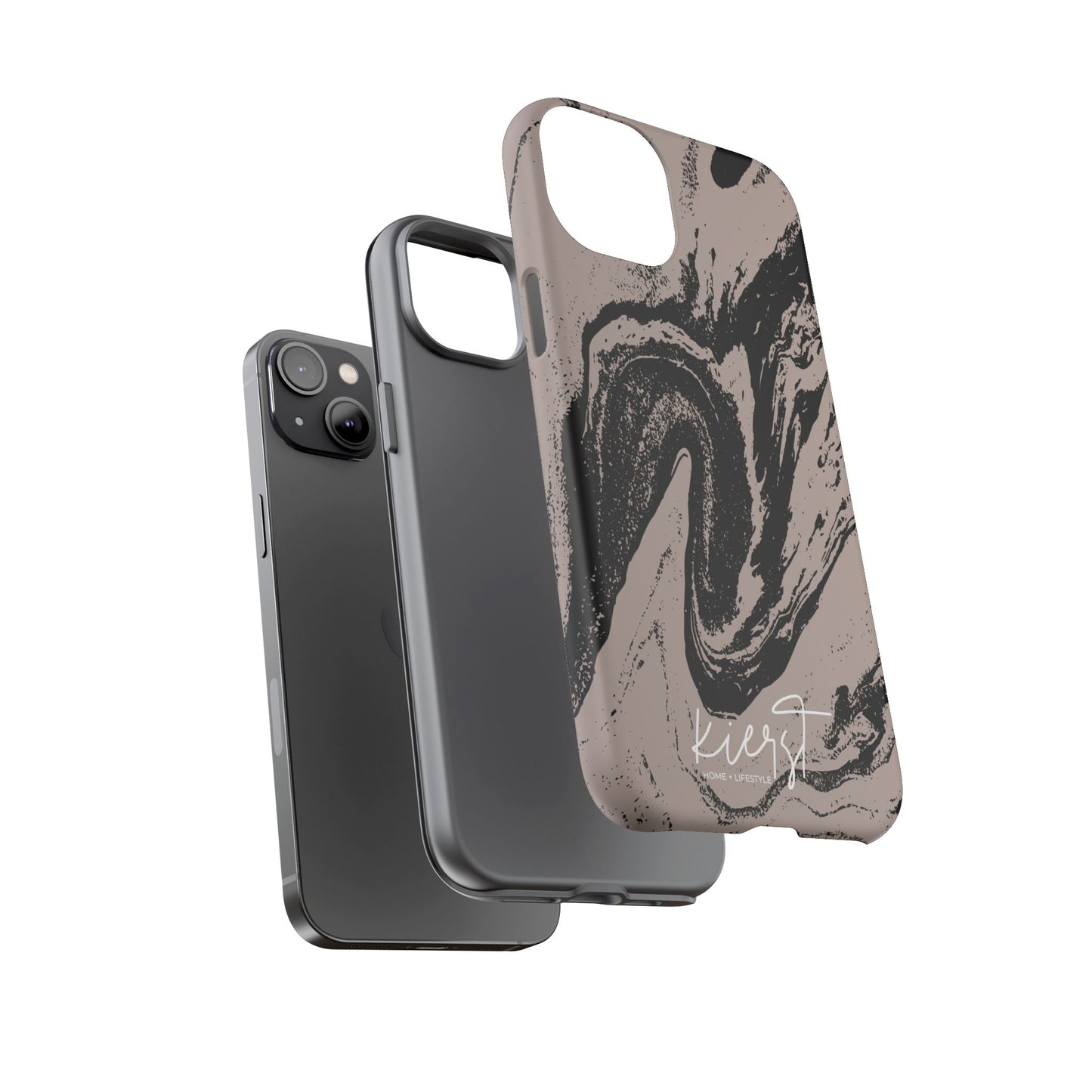 Taupe and Black Marble iPhone Case