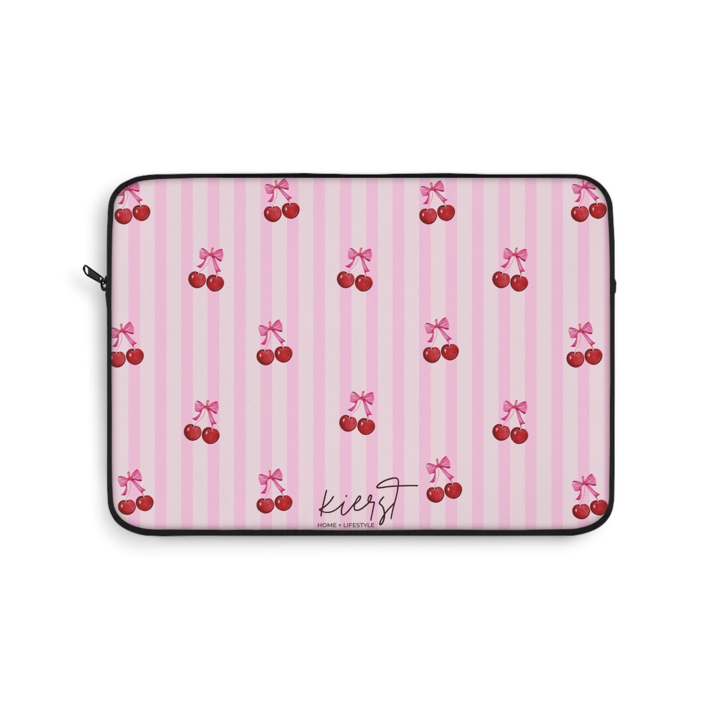 Cherries on Pink Stripe Laptop Sleeve